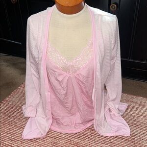 Old Navy Light Pink Lace-Trim Camisole & Cardigan Set